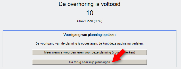 De overhoring is afgerond
